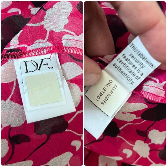 Diane Von Furstenberg Tiny Pull Lorelei Two Sheer Silk Button Blouse Size 10 - Picture 11 of 13
